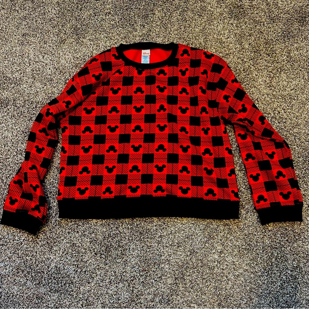 Disney Mickey Mouse Plaid Crew Neck Sweater Size XXL